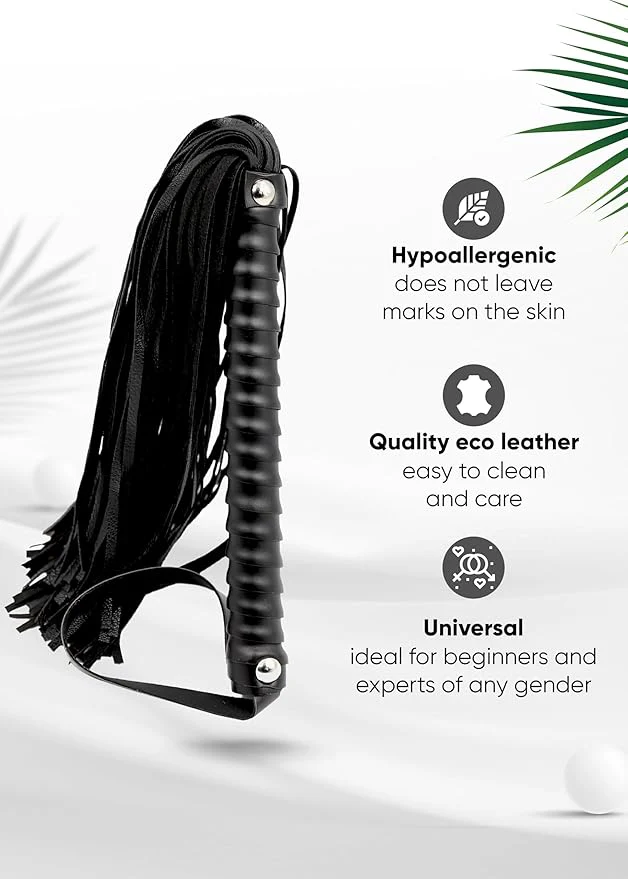 Black Leather Flogger BDSM - Image 3