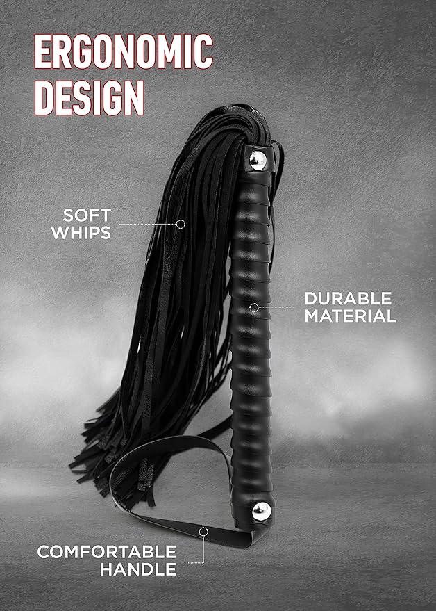 Black Leather Flogger BDSM - Image 4
