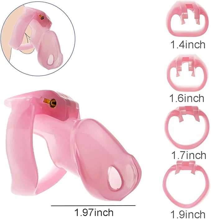 Pink Chastity Cage With Rings - Image 5