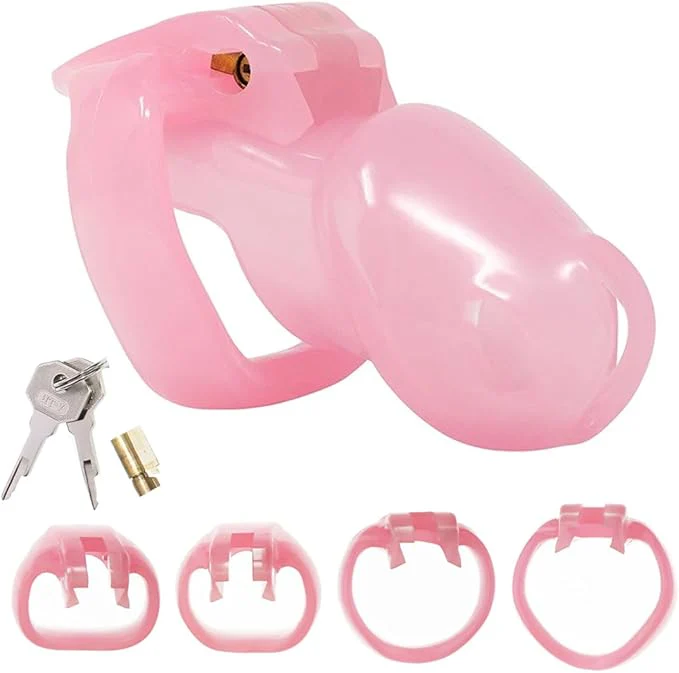 Pink Chastity Cage With Rings - Image 6