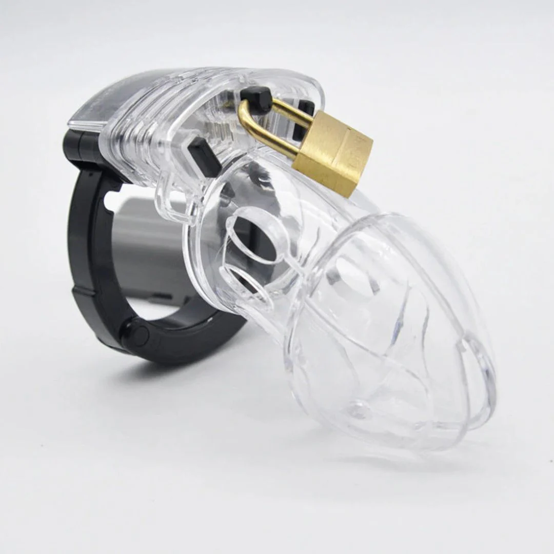 Transparent Plastic Chastity Cage with Adjustable Rings - Image 3